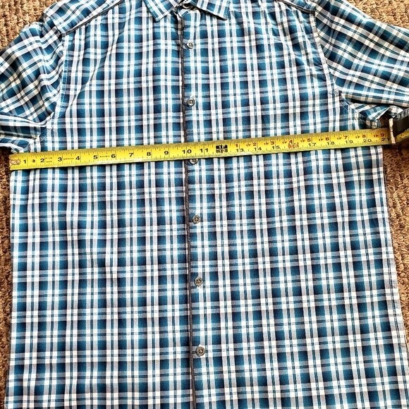 Kenneth Cole Reaction Business Dress Plaid Button Down - Size M - Cerulean Blue - Picture 11 of 14